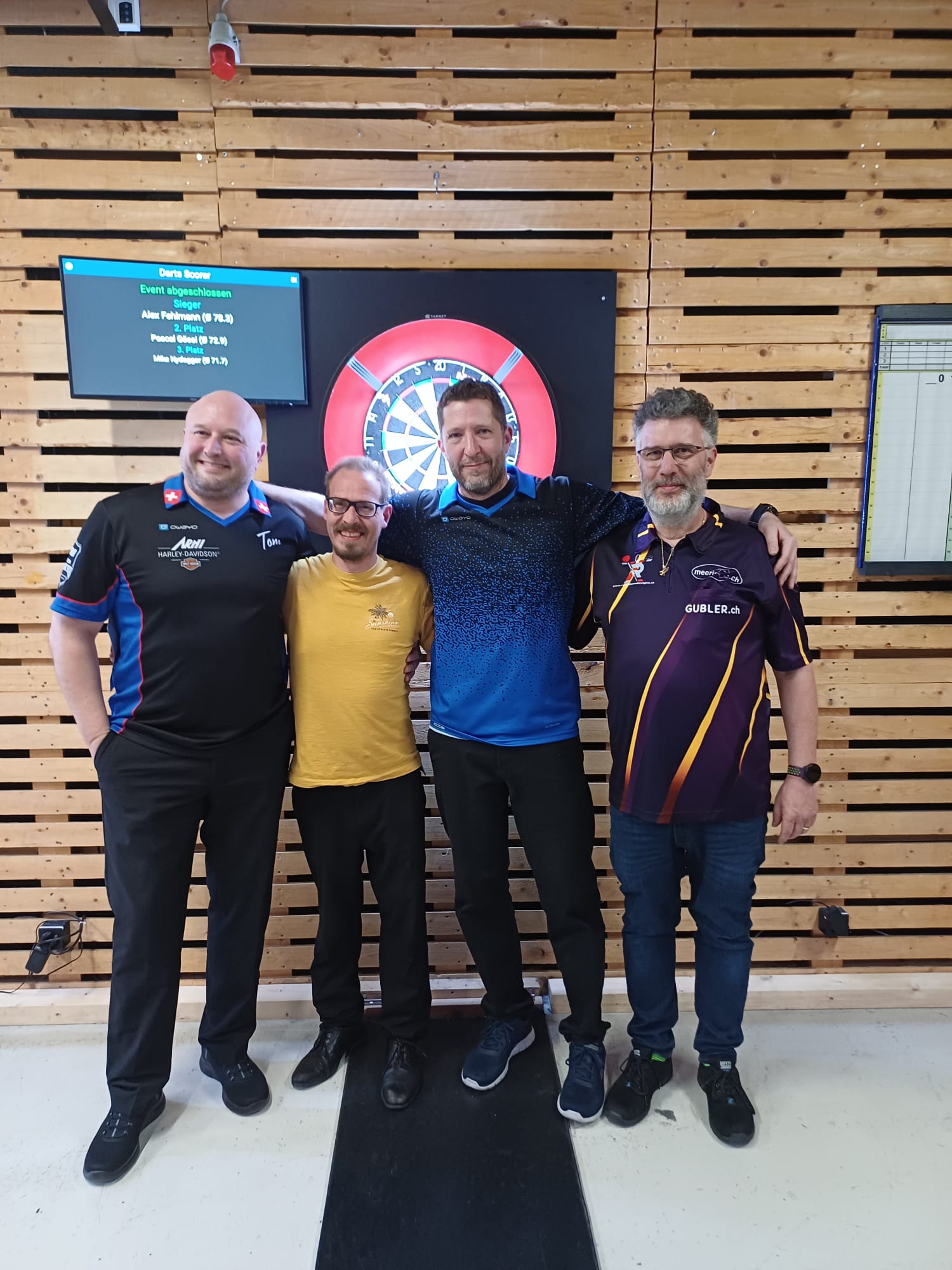 Advent Open 2025 - Halbfinalisten Open: Thomas Aeschimann, Pascal Gössi, Alex Fehlmann (Sieger) und Mike Nydegger